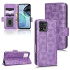 For Motorola Moto G72 4G Symmetrical Triangle Leather Phone Case(Purple) - 1