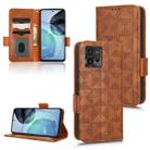 For Motorola Moto G72 4G Symmetrical Triangle Leather Phone Case(Brown) - 1