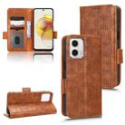 For Motorola Moto G73 5G Symmetrical Triangle Leather Phone Case(Brown) - 1