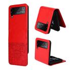 For Samsung Galaxy Z Flip3 5G Embossed Sunflower Leather Phone Case(Red) - 1