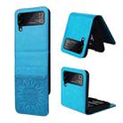 For Samsung Galaxy Z Flip3 5G Embossed Sunflower Leather Phone Case(Blue) - 1