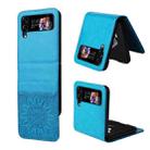 For Samsung Galaxy Z Flip4 5G Embossed Sunflower Leather Phone Case(Blue) - 1