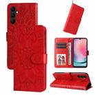 For Samsung Galaxy A24 4G Embossed Sunflower Leather Phone Case(Red) - 1