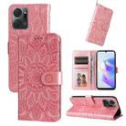 For Honor X7a Embossed Sunflower Leather Phone Case(Rose Gold) - 1