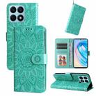 For Honor X8a Embossed Sunflower Leather Phone Case(Green) - 1