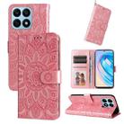 For Honor X8a Embossed Sunflower Leather Phone Case(Rose Gold) - 1