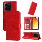 For vivo V25 5G/V25e 4G Embossed Sunflower Leather Phone Case(Red) - 1