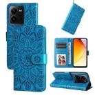 For vivo V25 5G/V25e 4G Embossed Sunflower Leather Phone Case(Blue) - 1