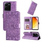 For vivo V25 5G/V25e 4G Embossed Sunflower Leather Phone Case(Purple) - 1