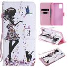 For Galaxy A71 Painting Horizontal Flip Leather Case with Holder & Card Slot & Lanyard(Woman and Cat) - 1