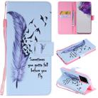 For Galaxy S20 Ultra Painting Horizontal Flip Leather Case with Holder & Card Slot & Lanyard(Feather) - 1