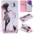 For Galaxy S20 Ultra Painting Horizontal Flip Leather Case with Holder & Card Slot & Lanyard(Woman and Cat) - 1