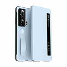 For Honor Magic Vs Side Window View Smart Litchi Pattern Leather Phone Case with Hand Strap(Blue) - 1