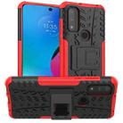 For Motorola Moto G Play 2023/G Pure/G Power 2022 Tire Texture TPU + PC Phone Case with Holder(Red) - 1