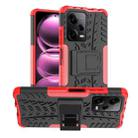 For Xiaomi Redmi Note 12 Pro 5G Tire Texture TPU + PC Phone Case with Holder(Red) - 1