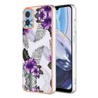 For Motorola Moto E22 Electroplating IMD TPU Phone Case(Purple Flower) - 1