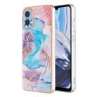 For Motorola Moto E22 Electroplating IMD TPU Phone Case(Blue Marble) - 1