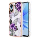 For OPPO A17 Electroplating IMD TPU Phone Case(Purple Flower) - 1