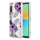 For Sony Xperia 10 IV Electroplating IMD TPU Phone Case(Purple Flower) - 1