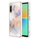 For Sony Xperia 10 IV Electroplating IMD TPU Phone Case(White Marble) - 1