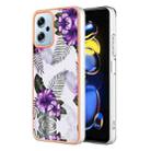 For Xiaomi Redmi Note 11T Pro Electroplating IMD TPU Phone Case(Purple Flower) - 1