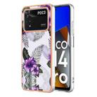 For Xiaomi Poco M4 Pro 4G Electroplating IMD TPU Phone Case(Purple Flower) - 1