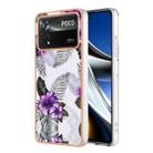 For Xiaomi Poco X4 Pro 5G Electroplating IMD TPU Phone Case(Purple Flower) - 1