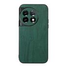 For OnePlus 11 Wood Texture PU Phone Case(Green) - 1