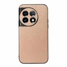 For OnePlus 11R/Ace 2 Wood Texture PU Phone Case(Gold) - 1