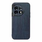 For OnePlus 11R/Ace 2 Wood Texture PU Phone Case(Blue) - 1