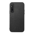 For Sony Xperia 1 V Wood Texture PU Phone Case(Black) - 1