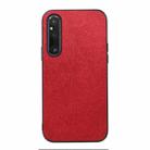 For Sony Xperia 1 V Wood Texture PU Phone Case(Red) - 1