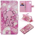 For Galaxy A51 Painting Horizontal Flip Leather Case with Holder & Card Slot & Lanyard(Pink Elephant) - 1