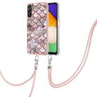For Samsung Galaxy A34 5G Electroplating IMD TPU Phone Case with Lanyard(Pink Scales) - 1