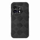 For OnePlus 11 Weave Plaid PU Phone Case(Black) - 1