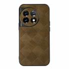 For OnePlus 11 Weave Plaid PU Phone Case(Green) - 1