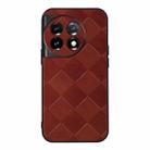 For OnePlus 11 Weave Plaid PU Phone Case(Brown) - 1