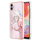 For Samsung Galaxy A04e Electroplating Marble IMD TPU Phone Case with Ring Holder(Rose Gold 005) - 1