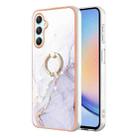 For Samsung Galaxy A24 4G Electroplating Marble IMD TPU Phone Case with Ring Holder(White 006) - 1