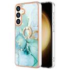 For Samsung Galaxy S24+ 5G Electroplating Marble IMD TPU Phone Case with Ring Holder(Green 003) - 1