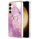 For Samsung Galaxy S24+ 5G Electroplating Marble IMD TPU Phone Case with Ring Holder(Purple 001) - 1