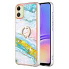 For Samsung Galaxy A05 Electroplating Marble IMD TPU Phone Case with Ring Holder(Green 004) - 1