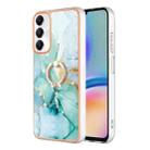 For Samsung Galaxy A05s Electroplating Marble IMD TPU Phone Case with Ring Holder(Green 003) - 1