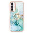 For Samsung Galaxy A05s Electroplating Marble IMD TPU Phone Case with Ring Holder(Green 003) - 2