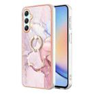 For Samsung Galaxy A25 5G Electroplating Marble IMD TPU Phone Case with Ring Holder(Rose Gold 005) - 1