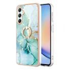 For Samsung Galaxy A25 5G Electroplating Marble IMD TPU Phone Case with Ring Holder(Green 003) - 1