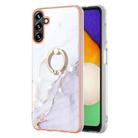 For Samsung Galaxy A35 Electroplating Marble IMD TPU Phone Case with Ring Holder(White 006) - 2