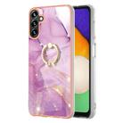 For Samsung Galaxy A35 Electroplating Marble IMD TPU Phone Case with Ring Holder(Purple 001) - 2