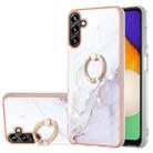 For Samsung Galaxy A55 Electroplating Marble IMD TPU Phone Case with Ring Holder(White 006) - 1