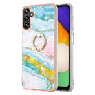 For Samsung Galaxy A55 Electroplating Marble IMD TPU Phone Case with Ring Holder(Green 004) - 2